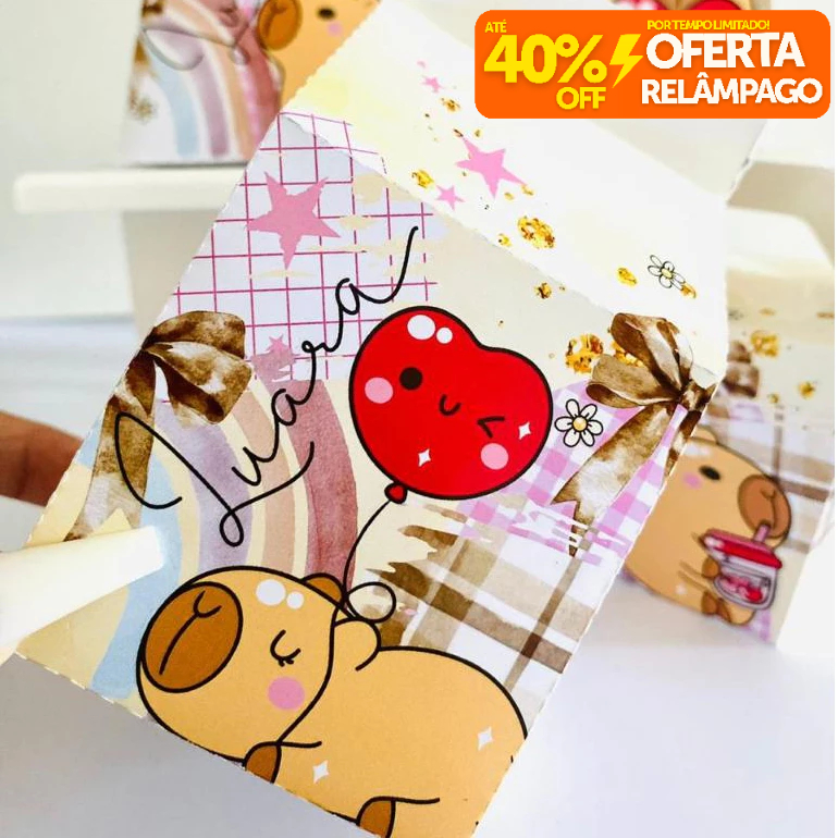 Kit Caixinhas Personalizadas CAPIVARA MENINAS para Decoração de Festa e Aniversário