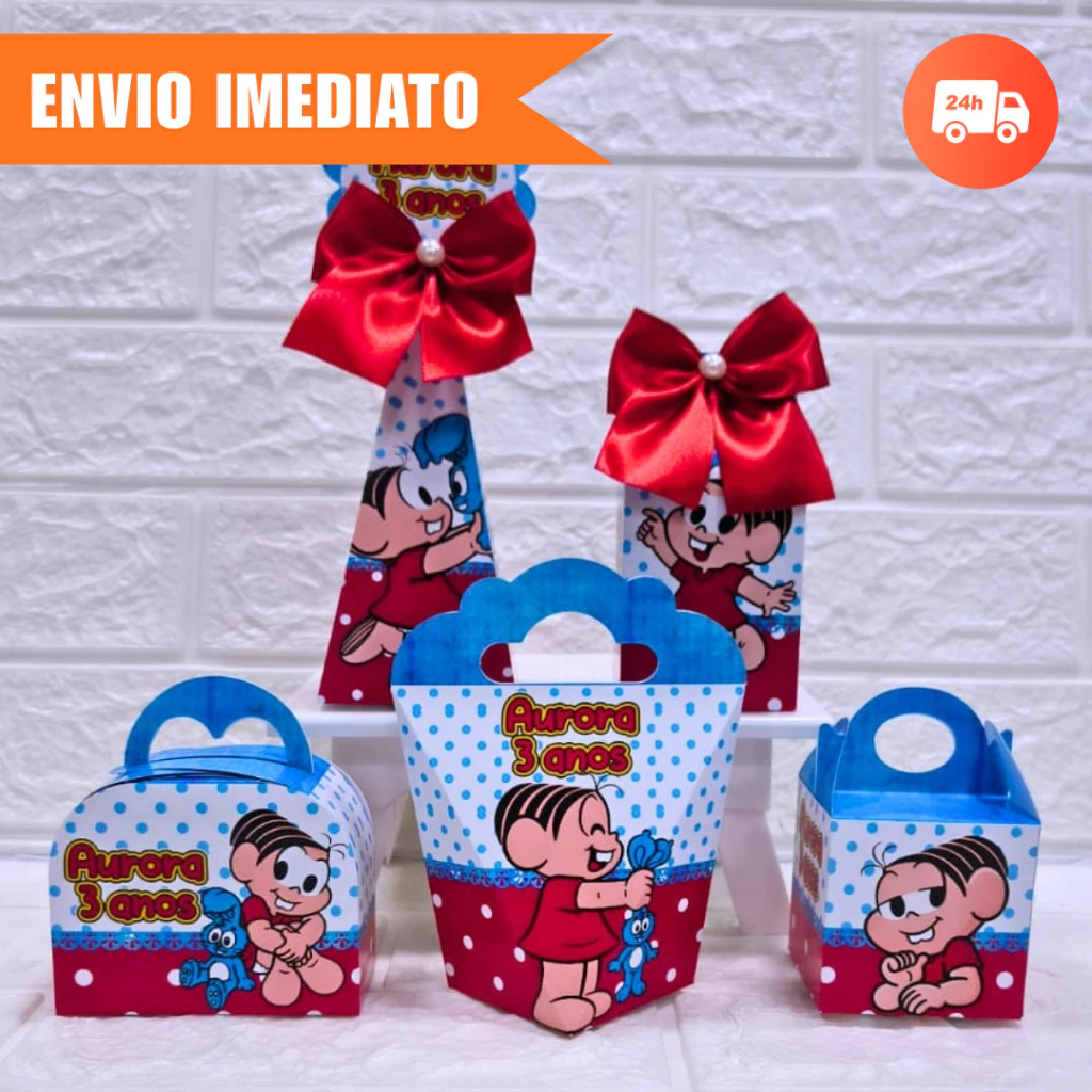 Kit Festa TURMA DA MÔNICA 4.0 Personalizada Mimo Lembrancinhas Caixinhas Aniversário| PEGUE E MONTE