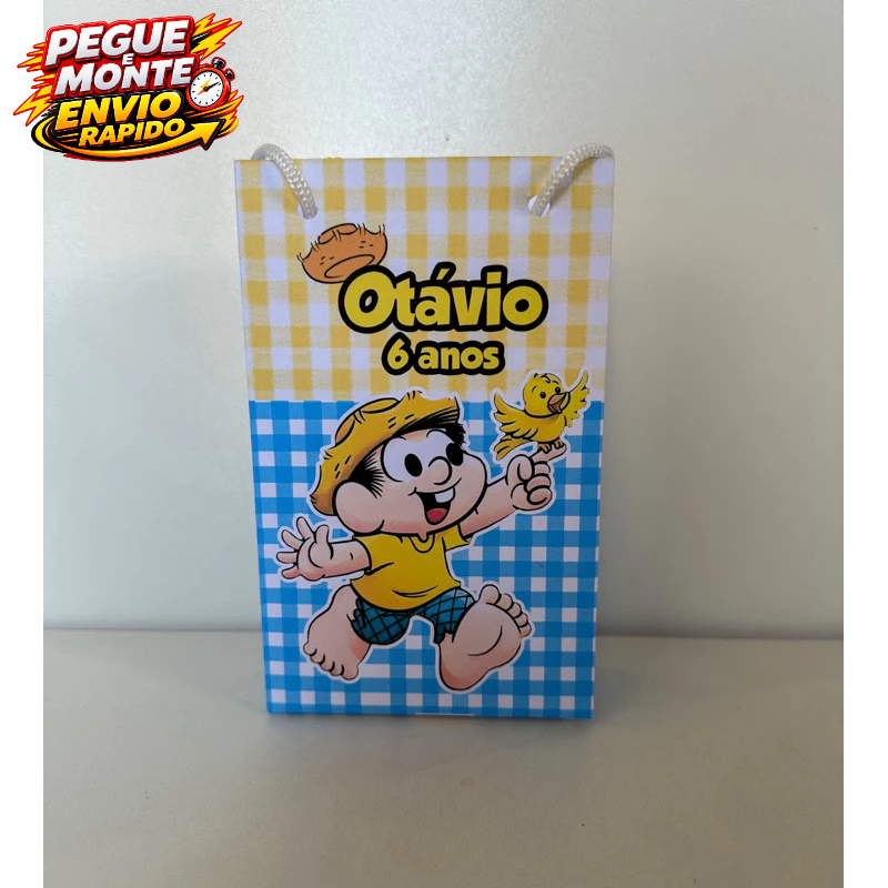 Sacolinha Personalizada Chico Bento Turma da Monica Pegue e Monte | Personalizados lembrancinha Caixinha Festa