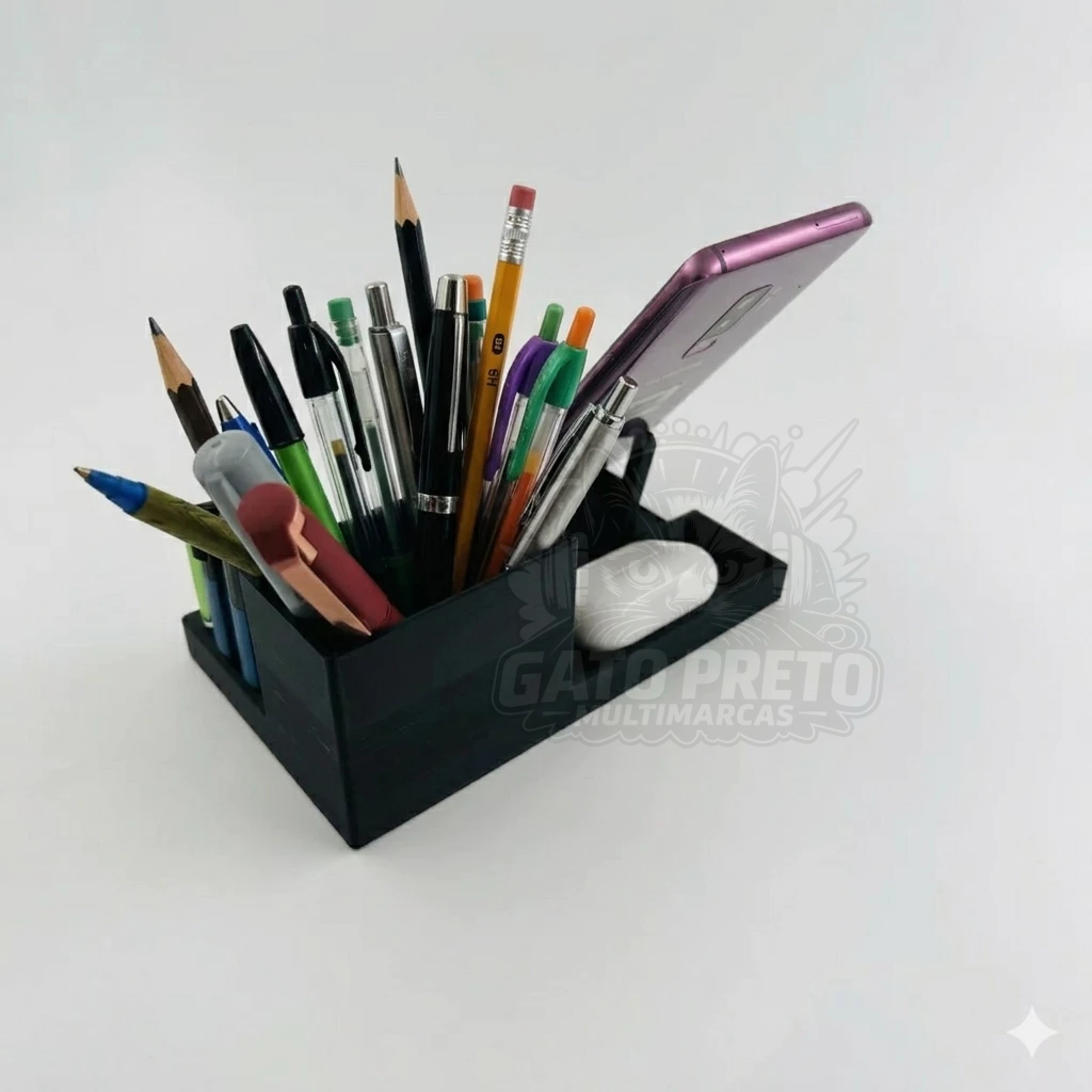 Organizador de Mesa Suporte para Celular Escritório Sala Porta Lápis Caneta Porta Treco — imagem 2 de 2