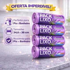 Sacos de Lixo Lavanda Perfumados 34x38cm 40 a 240 Sacos Neutraliza Odores Pia e Banheiro