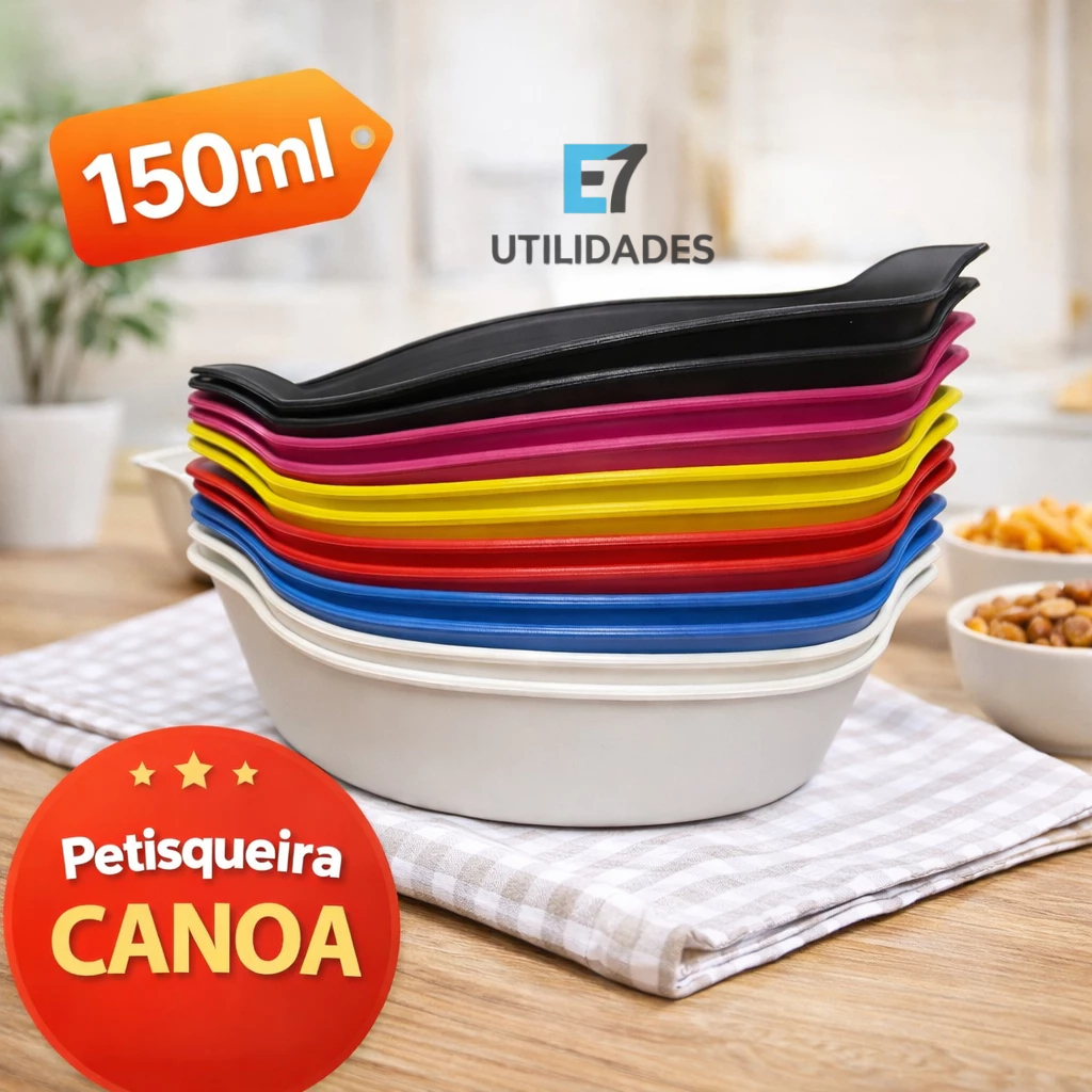 Kit 10 Petisqueiras Barquinha Canoa 150ml Pequena Petiscos Festa Frios Amendoim Molho