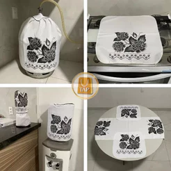 Conjunto Cozinha 7 Peças Estampado – Panos Copa, Gela Água, Capa Liquidificador