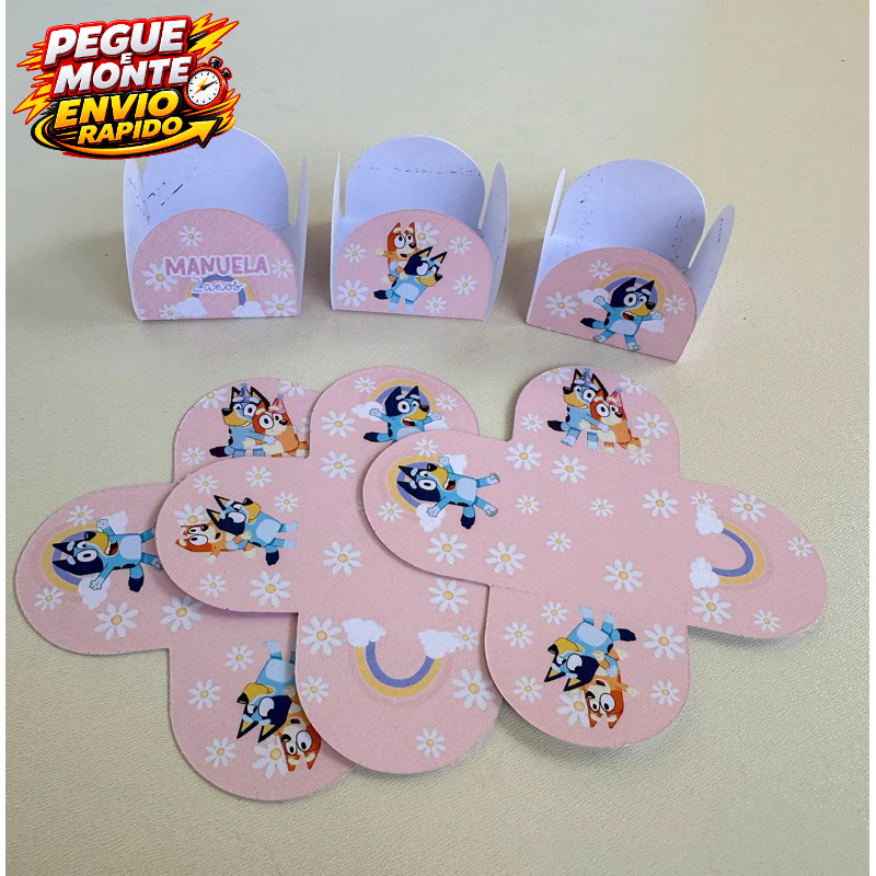 Forminha de Doces Blue Margaridas Personalizada Com Nome e Idade /Lembrancinha de Festa /Aniversário/Forminha brigadeiro