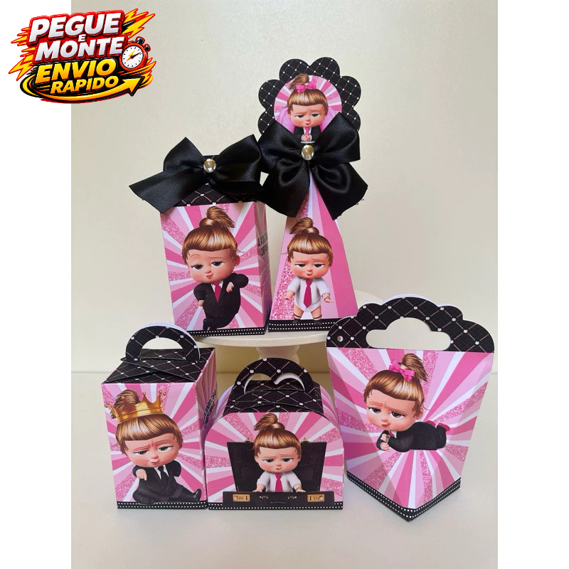 Personalizados Poderosa Chefinha Loira Rosa e Preto Lembrancinha Caixinha Kit Festa (Com Nome e idade)