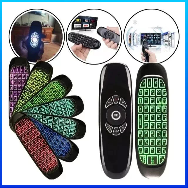 Mini Controle Air Mouse Sem Fio 2.4G Teclado QWERTY com USB Receptor para Smart TV Android PC Notebook Projetor