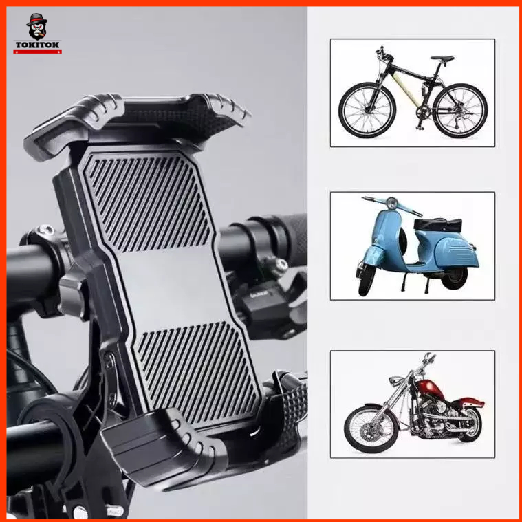 Suporte de Celular Moto Bike 360° com Trava Segurança  Suporte Guidão Universal Antivibração para Bicicleta Elétrica MTB