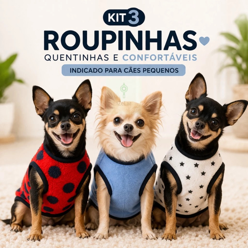 Kit 3 Roupinha para Cachorro Pequeno Pinscher Inverno Frio Pet Roupa de Cachorro Filhote Confortável