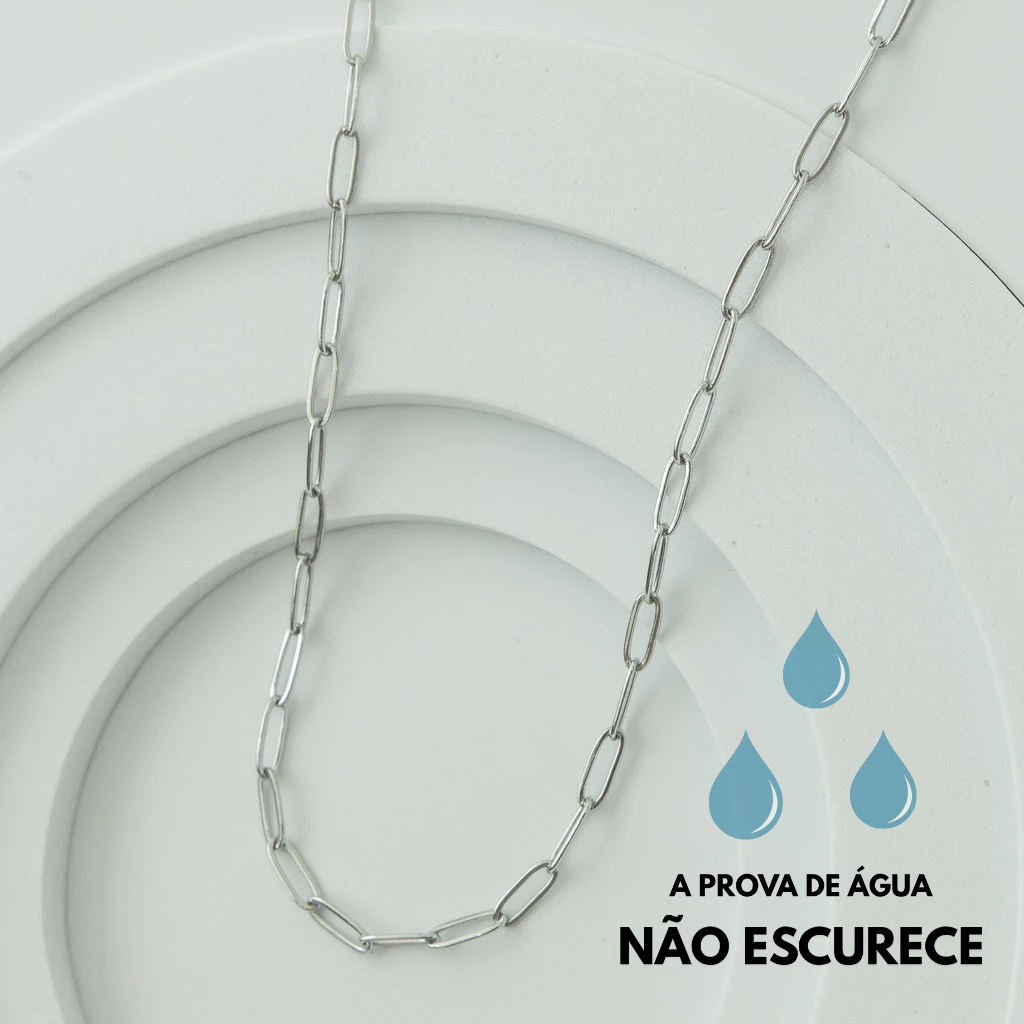 Colar Elos Aço Inoxidável Feminino Elegante Minimalista Resistente Antialérgico Tendência Luxo