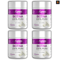 Kit 4x Biotina 100% Pura 60 Cápsulas Manutenção da Pele, Cabelo e Unha - Body Action