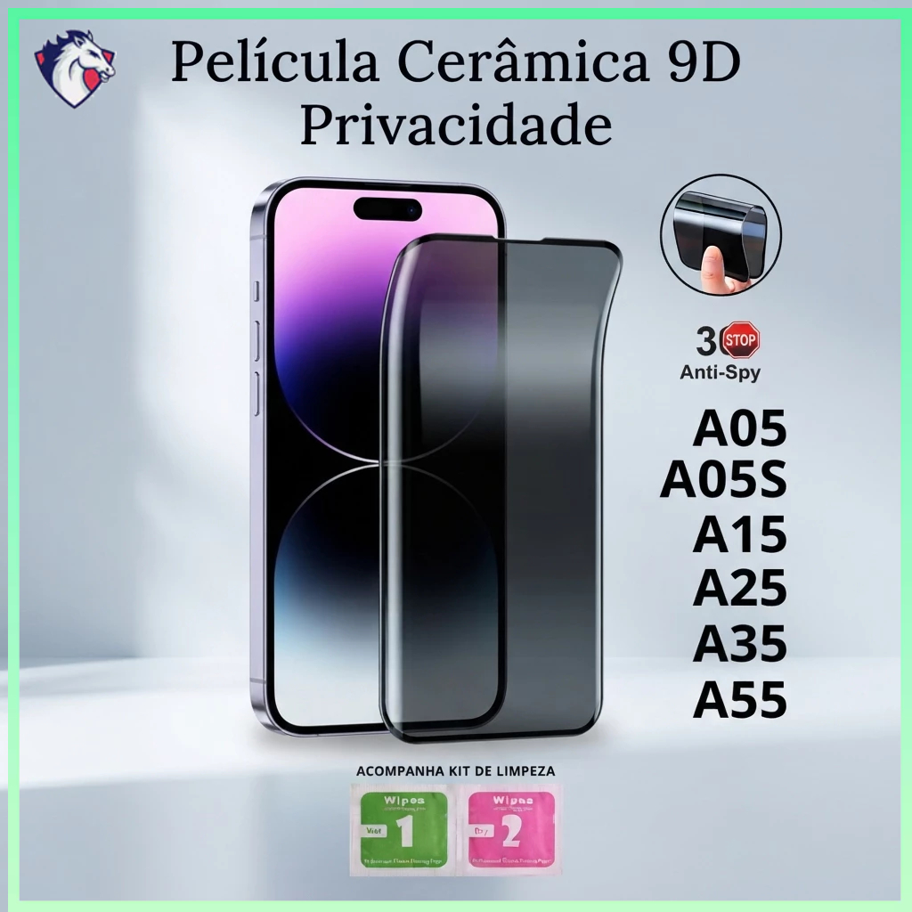 Pelicula de Ceramica 9D Privacidade  Anti Spy Para Samsung A05 A05S A15 A25 A35 A55