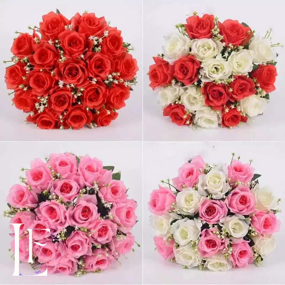 Buquê de Rosas com Folhagem 18 Botões Noivas Casamento Festa Dia dos  Namorados - GQ802911