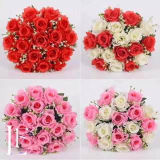 Buquê de Rosas com Folhagem 18 Botões Noivas Casamento Festa Dia dos  Namorados - GQ802911