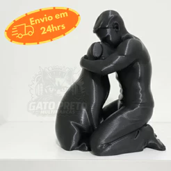 Escultura Decorativa Homem e Cachorro Amor e Conexão Sala Decoração Casa