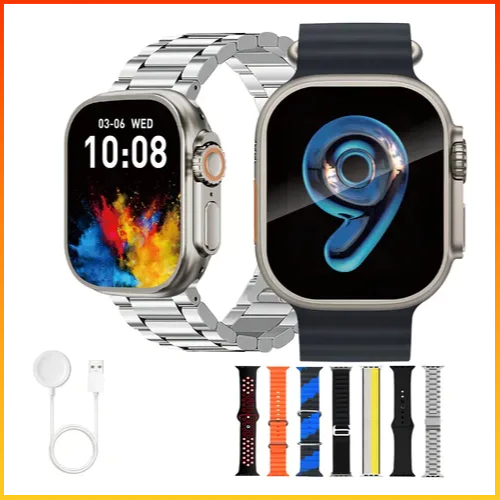 Smartwatch KA-9976 49mm Tela HD Chamadas Bluetooth + 7 Pulseiras Relógio Inteligente Android iPhone