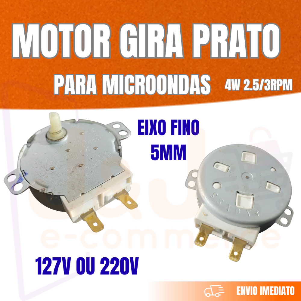 Motor Gira Prato Microondas Eixo Fino 5mm 127V ou 220V 4W 2.5/3RPM usado testado kits 1 a 5 unidades