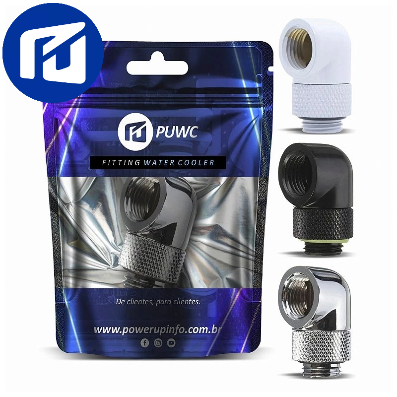 Fitting Conector 90º Graus Curva Giratório Water Cooler Custom - Rosca G1/4
