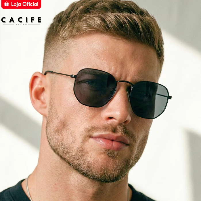 Óculos de Sol Hexagonal Preto All Black Estilo Retrô Vintage Aviador uv400 Feminino Masculino