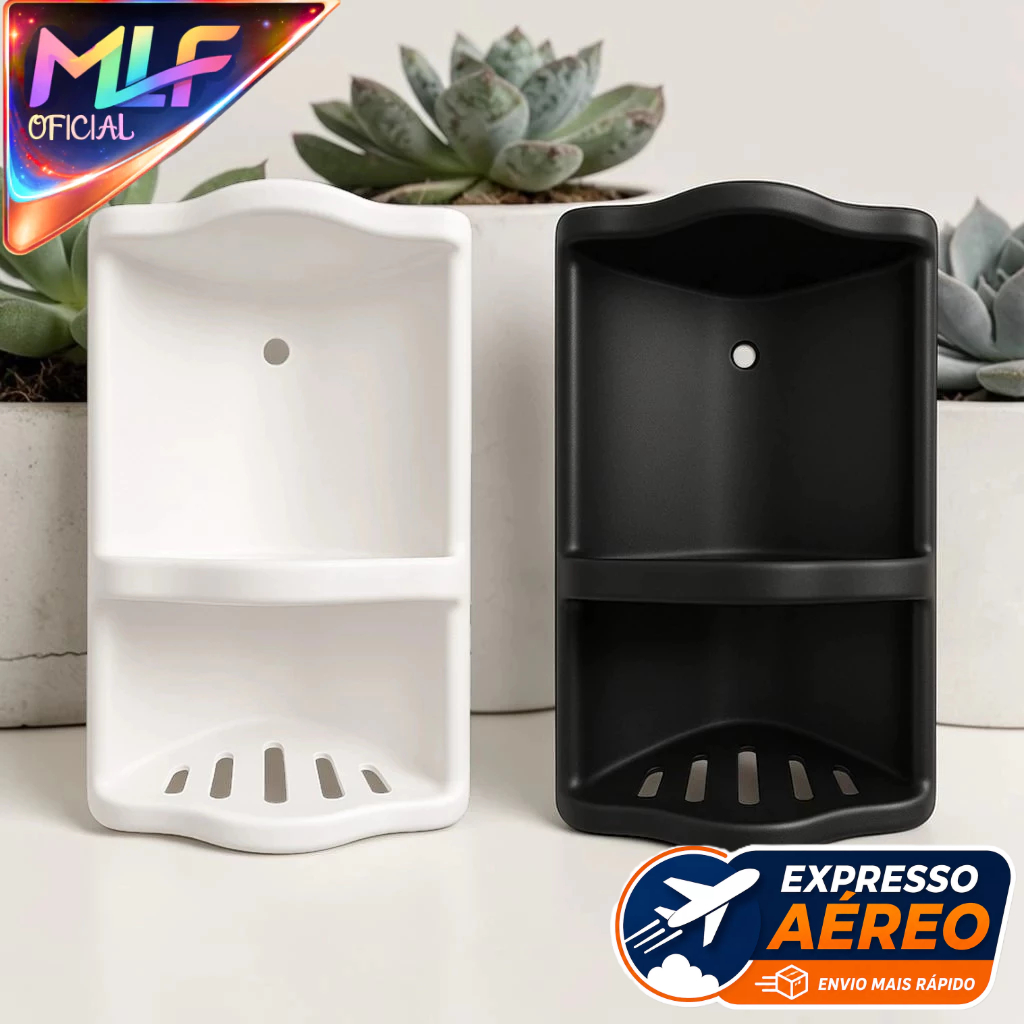 Suporte de Parede para Shampoo Condicionador e Sabonete Preto para Banheiro Moderno Novidade