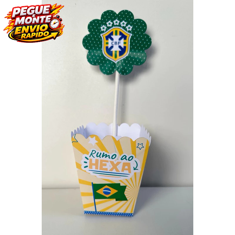 Centro de mesa Brasil Futebol Cachepo Personalizado Enfeite de mesa festa infantil Lembrancinha