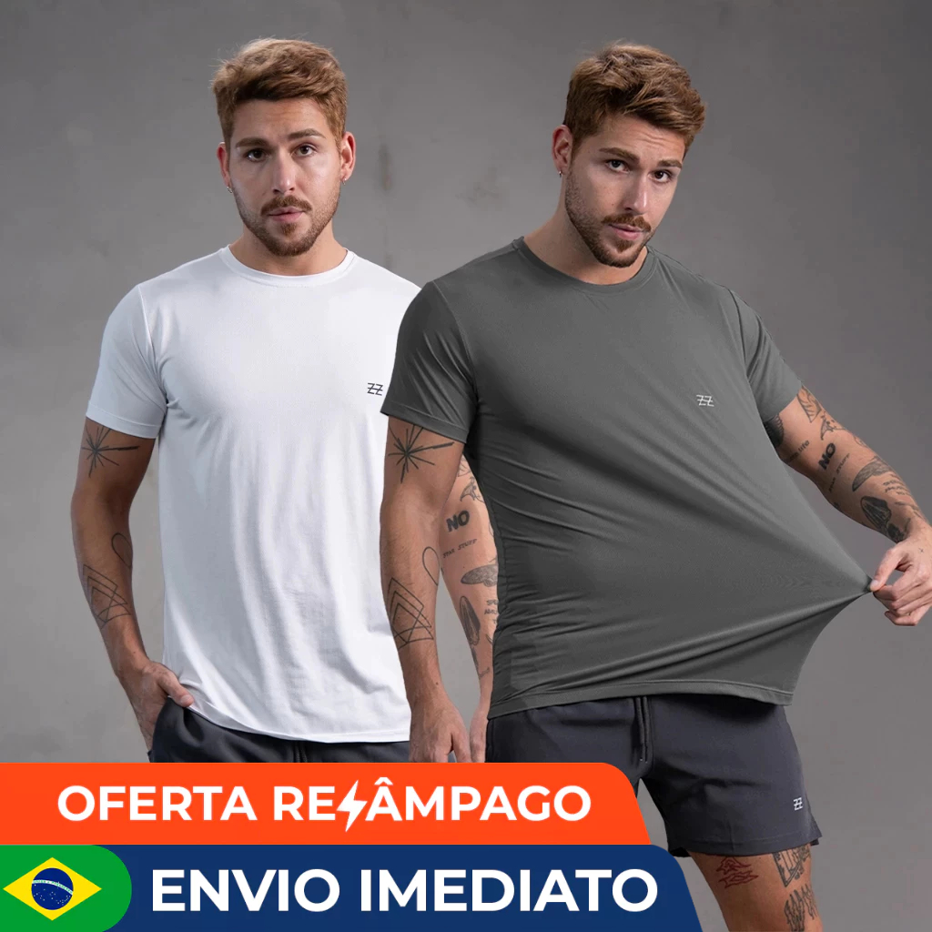 Kit 2 Camisetas Masculina Academia Poliamida Dry Fit Manga Curta treino Camisa Malhar Dia A Dia em Oferta na Shopee