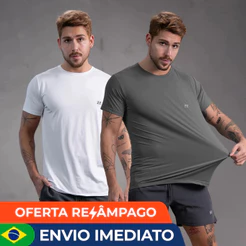 Kit 2 Camisetas Masculina Academia Poliamida Dry Fit Manga Curta treino Camisa Malhar Dia A Dia