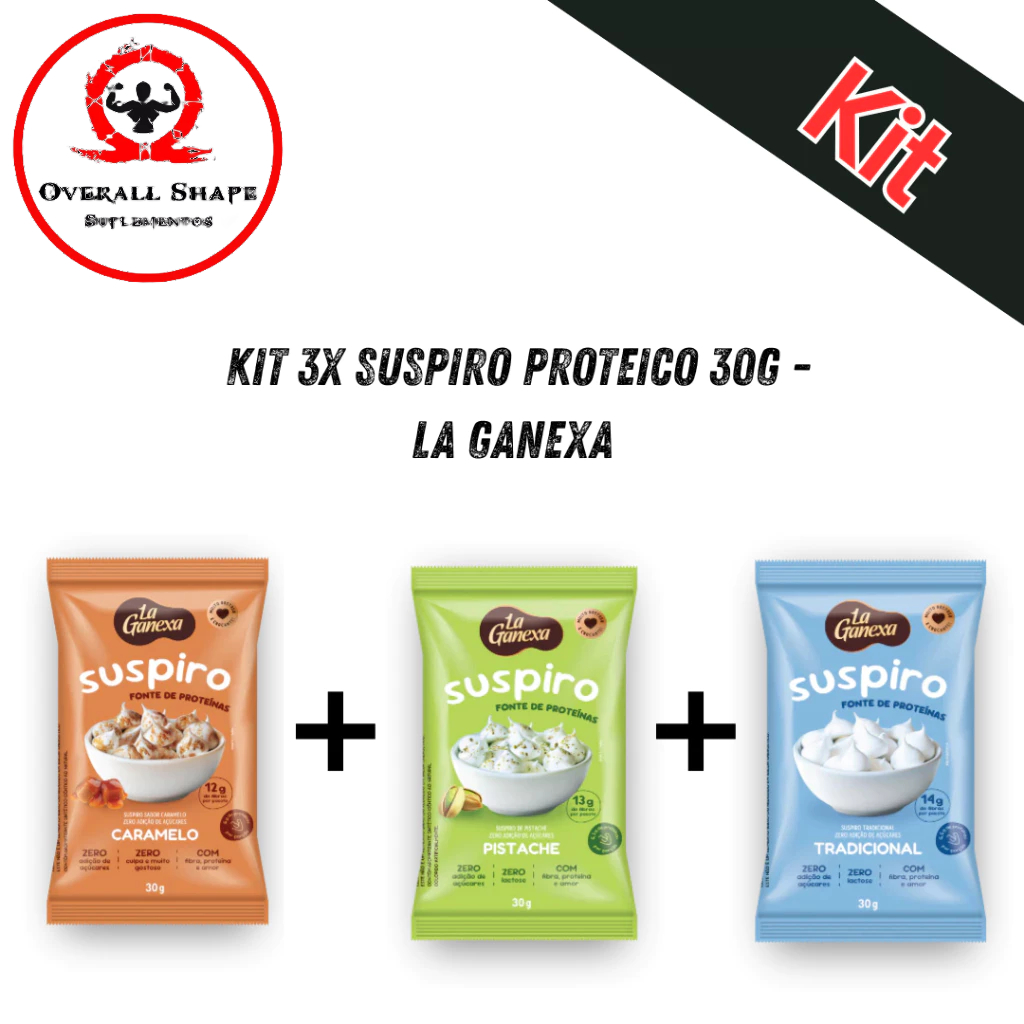 Kit 3x Suspiro Proteico pacote 30g  - La Ganexa