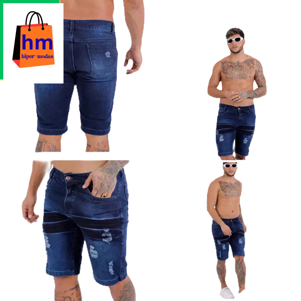 Bermuda Jeans Masculina Confortável Com Lycra Elastano Premium