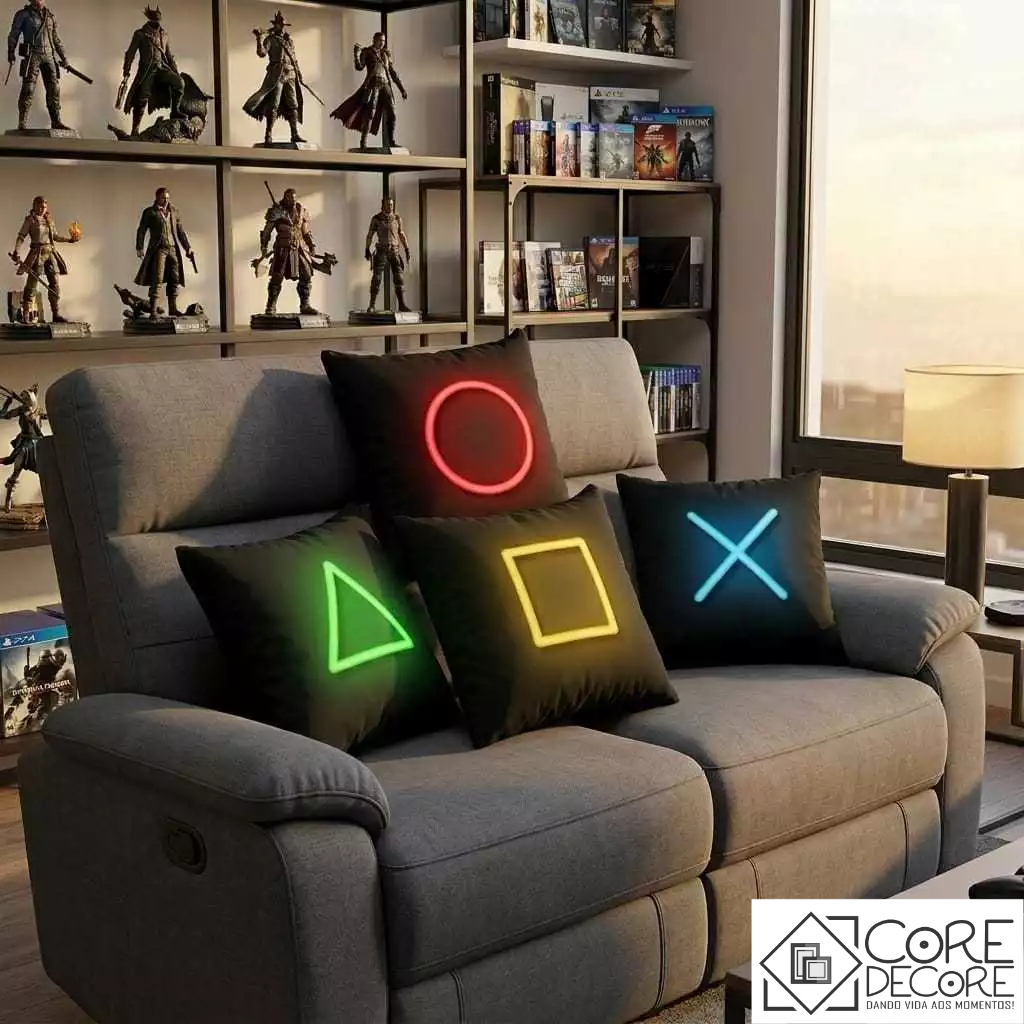 Kit 4 Capas De Almofadas Decorativas Botões Videogame Símbolos