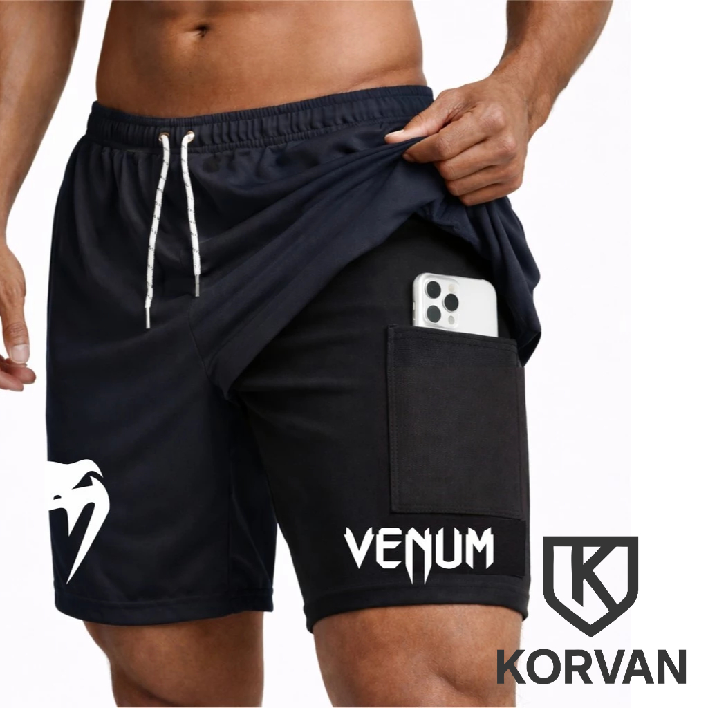 Bermuda Shorts Compressão 2 em 1 VNM 03 Masculina Dry Fit + Elastano Leve para Academia Corridas
