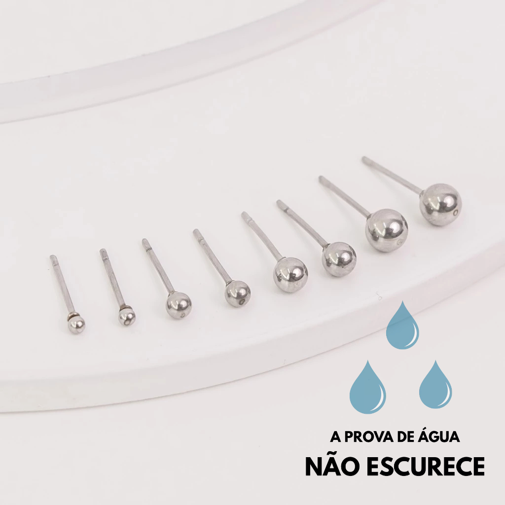 Brinco Bolinha Feminino Stud Aço Inoxidável Antialérgico Não Escurece Elegante Moderno Tendência