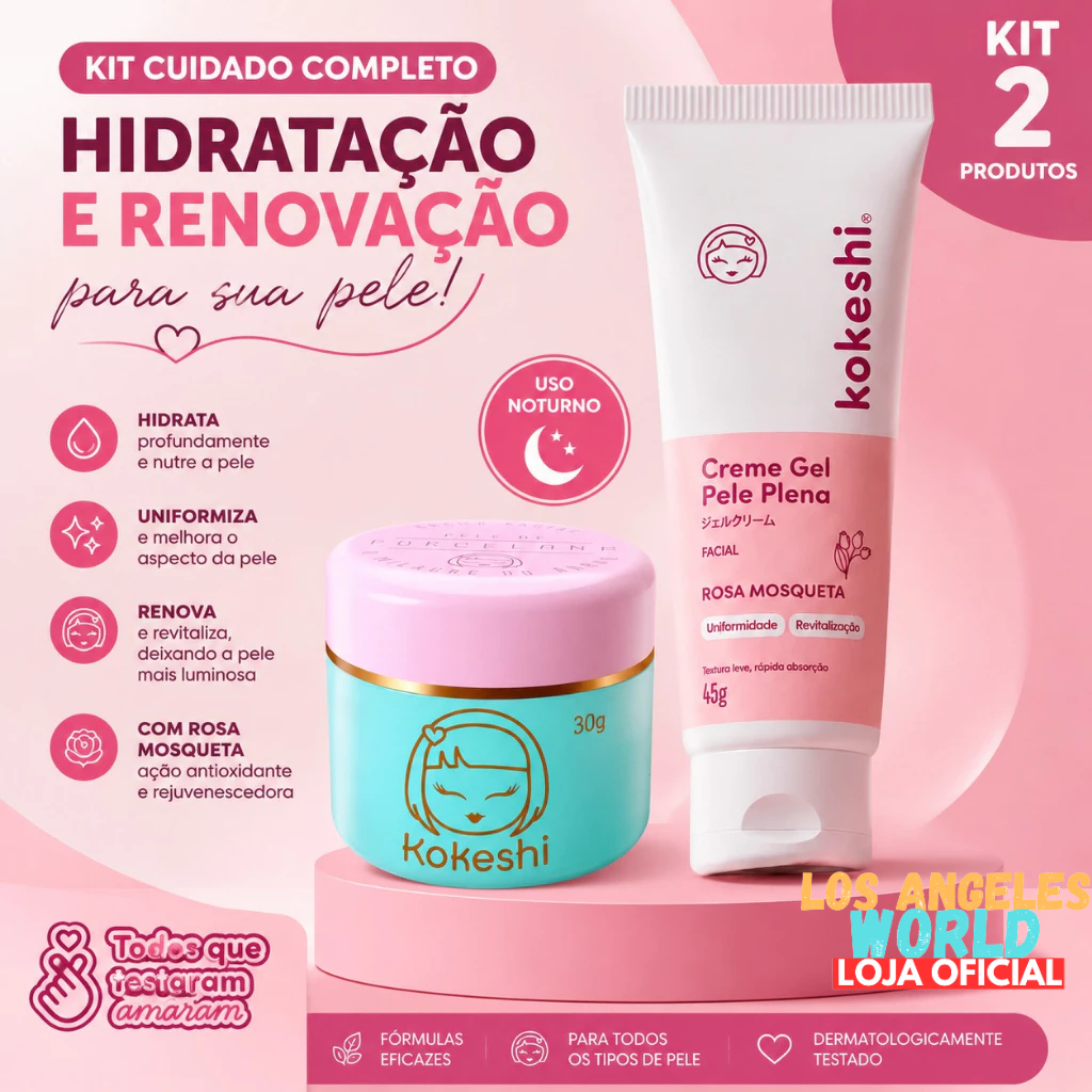 Kit Kokeshi Renovadores Faciais Pele Porcelana e Pele Plena