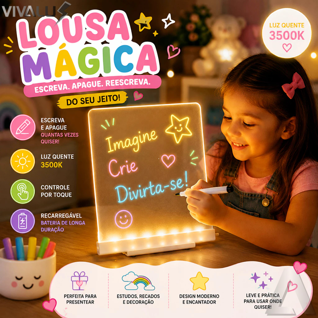Abajur Criativo 3D Acrílico Quadro De Mensagem Lousa De Escrever Led Luz Noturna Cabeceira Quatro