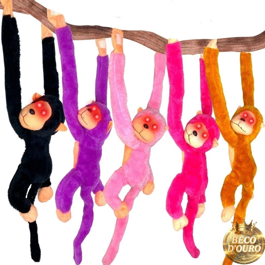 Macaquinho de Pelúcia Com Braço longo e Velcro