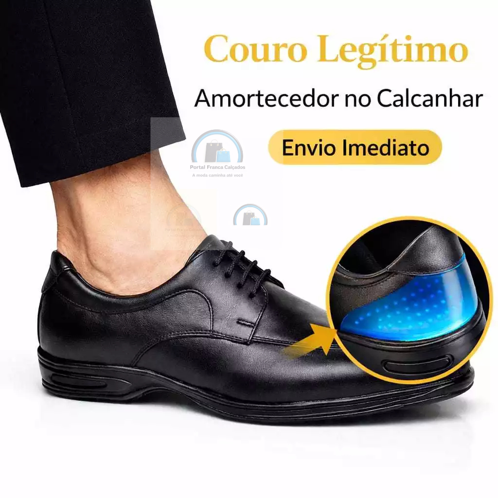 Sapato Social Masculino Couro Legitimo com Amortecedor  Ortopédico Confortável Anatômico Envio Imedi em Oferta na Shopee