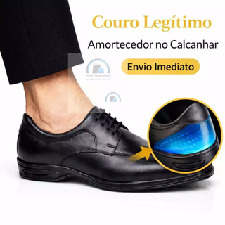 Sapato Social Masculino Couro Legitimo com Amortecedor  Ortopédico Confortável Anatômico Envio Imedi em Oferta na Shopee
