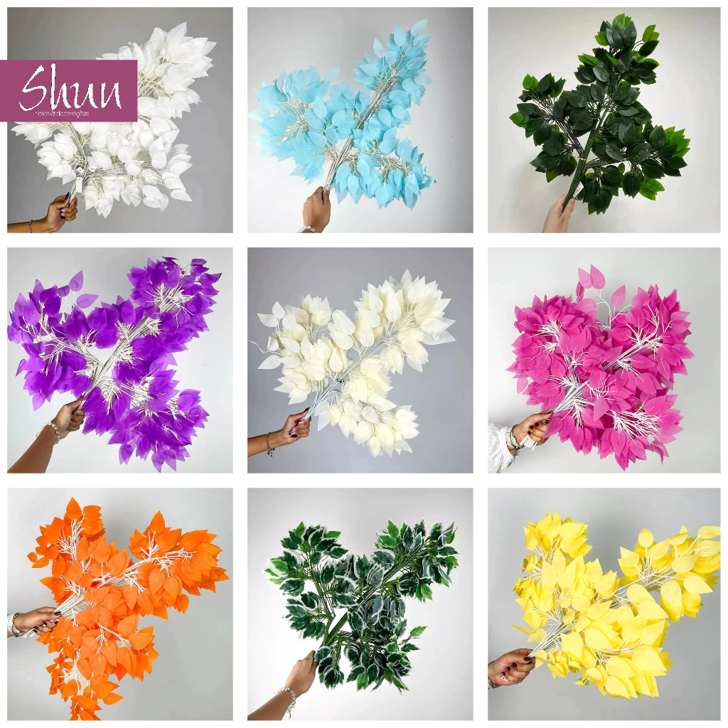 Kit de 12 a 48 Unidades Folhagem de FICUS de silicone Decoração de Eventos, Casamento e Casa - BH802259