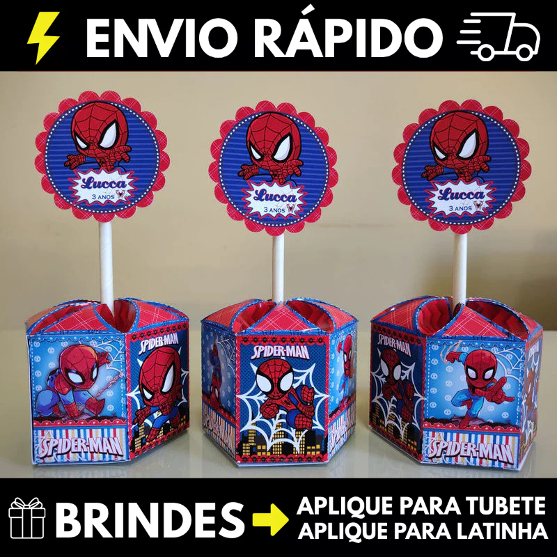 Caixa Sextavada - Centro de Mesa - Lembrancinha Personalizada TEMA: Homem Aranha Baby