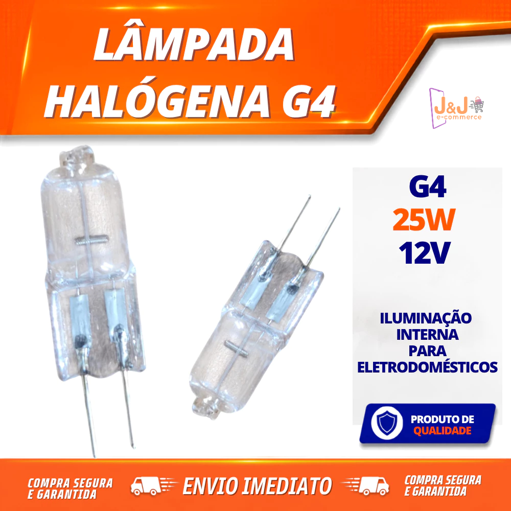 Lâmpada Halógena G4 12V 25W Forno Fogão Coifa iluminação interna de eletrodomésticos geral Kit 1 a 5