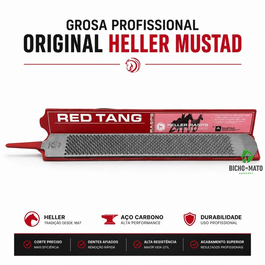 Grosa Heller Red Tang 14″ para Cascos Duros e Secos - Mustad Grosa de Casqueamento