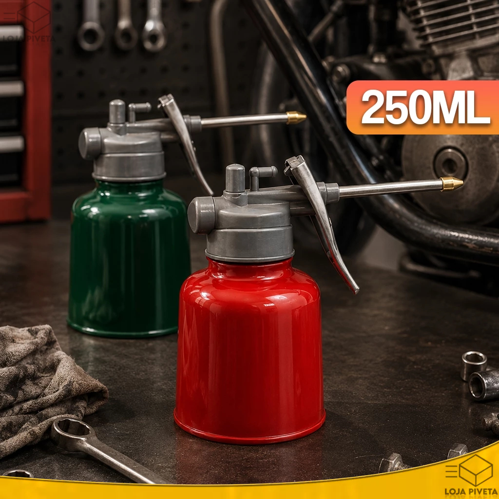 Almotolia Bomba Óleo Ferro e Plástico Para Lubrificar Engraxar Mecânico Bicicleta Carro Moto 250ML
