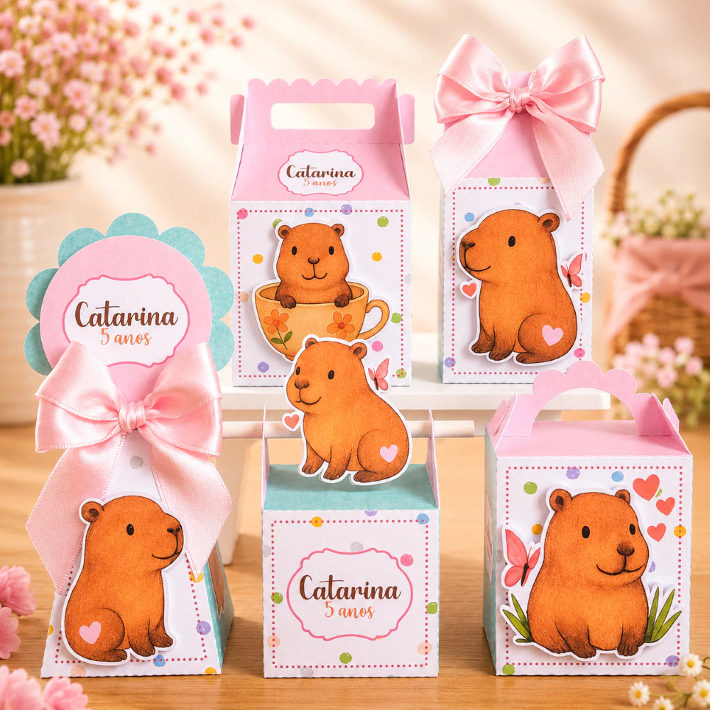 Kit Festa Capivara Personalizado Pegue e Monte Lembrancinhas Festa Infantil