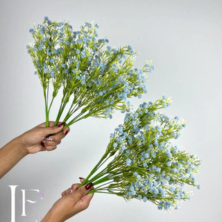 3 a 12 pçs Flor Matinho Mosquitinho Gysophilia Artificial Folhagem Decoração Casamento - B-35 AZUL