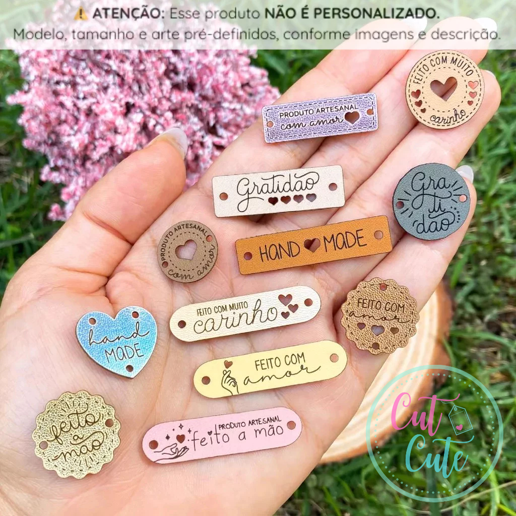 Kit Etiquetas Artesanato + BRINDE (Tags Sintéticas com FRASE PRONTA, diversos modelos para escolher)