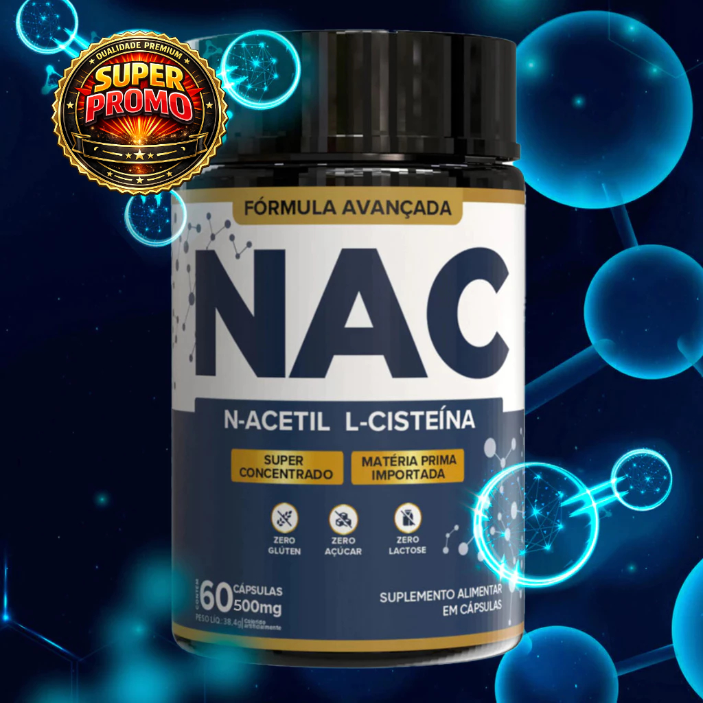 NAC N-Acetil L-Cisteína 500mg | Antioxidante, Detox, Imunidade e Saúde do Fígado – 60 Cápsulas