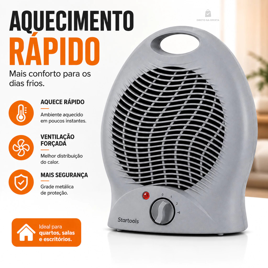 Aquecedor Elétrico Portátil Ar Quente 127V 220V Ar Quente Compacto Esquenta Rápido