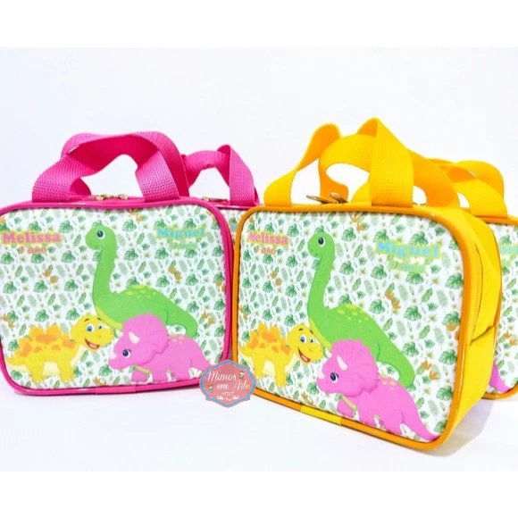 Kit Bolsinha maletinha lembrancinha personalizada para aniversário infantil (Dinossauro Cute)