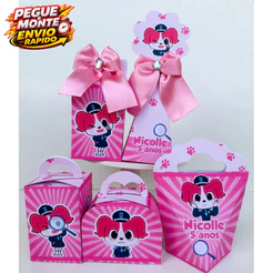 Personalizados Detetive Labrador Papilon Pegue e Monte Lembrancinha Caixinha Kit Festa (Informe nome e idade no chat)
