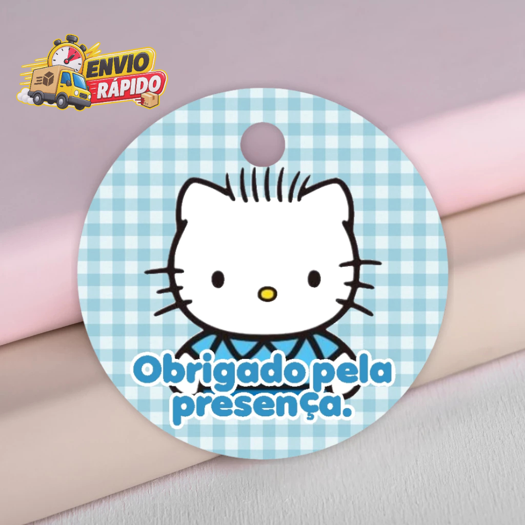 Tag de Agradecimento Dear Daniel Hello Kitty - Tags Lembrancinhas-Aniversário-5x5cm