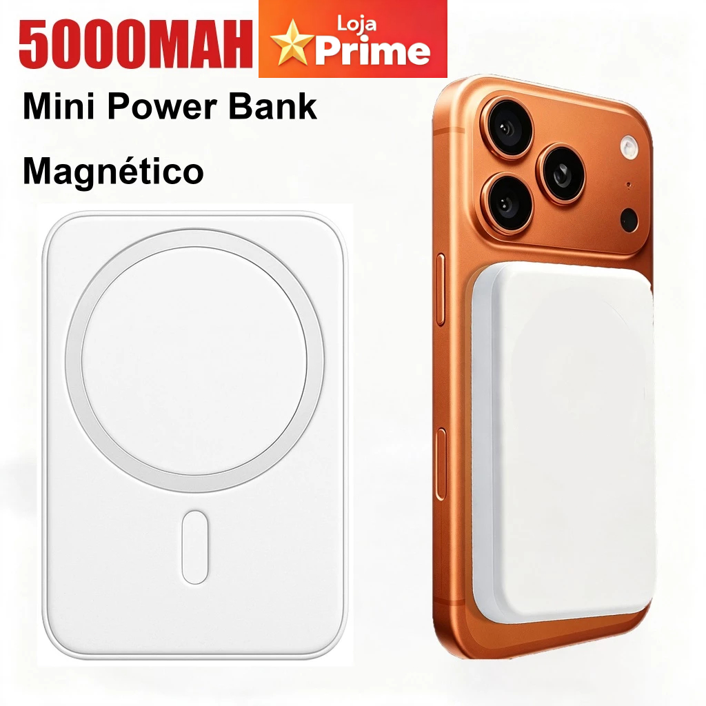 5000MaH Carregador Portátil Indução para iPhone/Android Magsafe Sem fio Bateria Carga